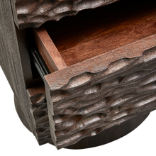 Load image into Gallery viewer, WOOOD Crumble carved bedside table with drawers mango wood walnut
